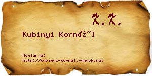 Kubinyi Kornél névjegykártya