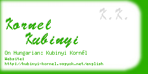 kornel kubinyi business card
